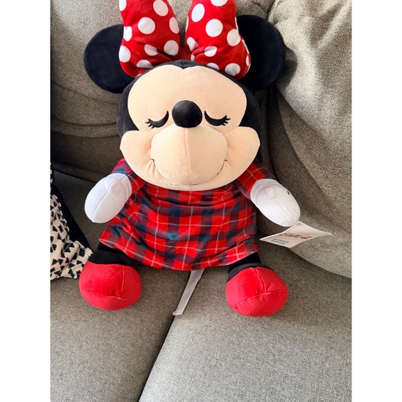 Disney Other - Disney Cuddleez Minnie Mouse Plush Sleeping Flannel Plaid Dress NWT